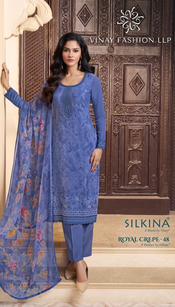 VINAY FASHION SILKINA - ROYAL CREPE 48 Unstitched Set - Image 11